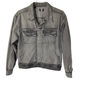 Hudson Jeans Jacket Men’s Grey Denim Trucker Snap Closure Size L Jasper